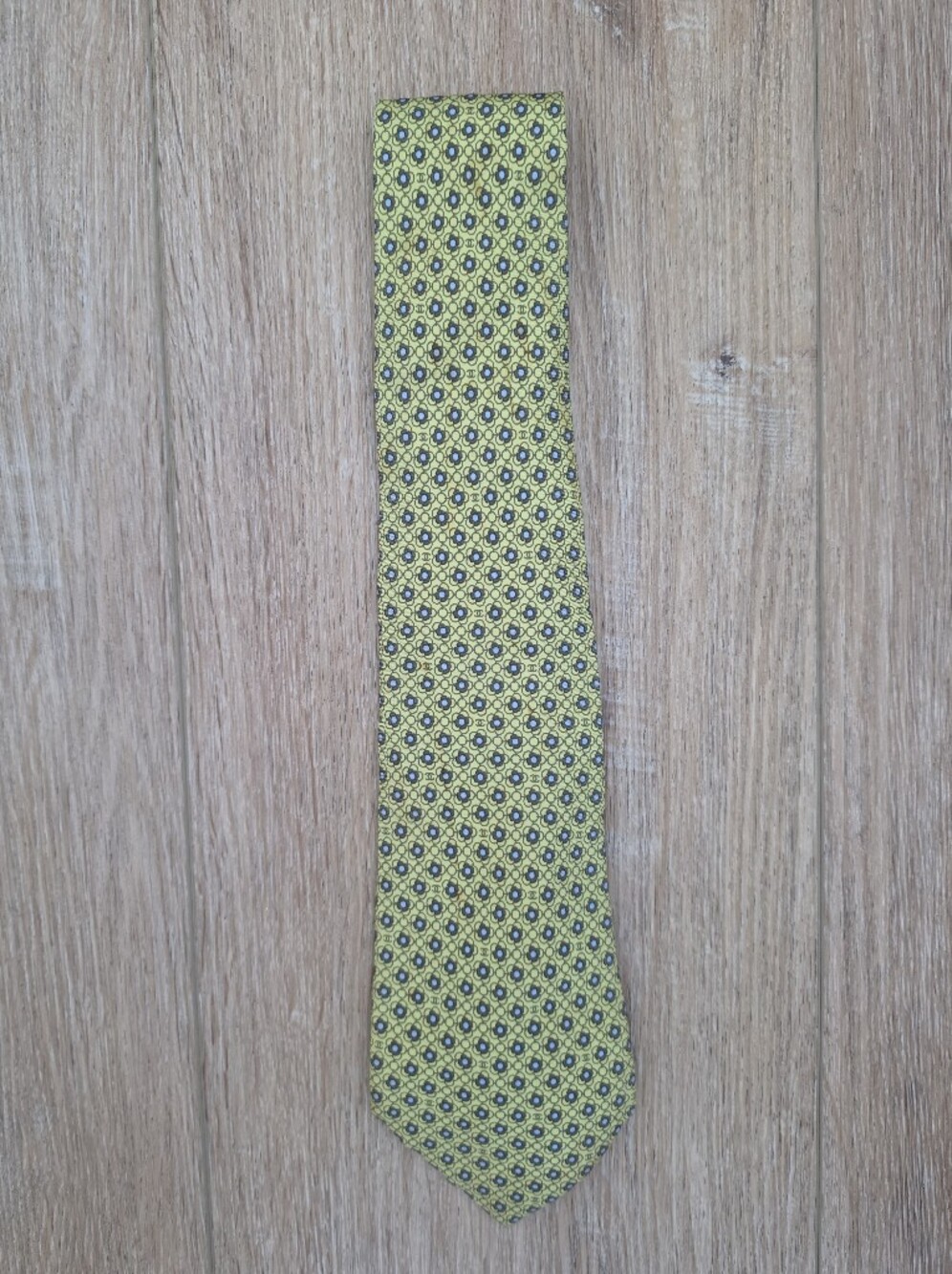 Authentic CHANEL Yellow CC Floral Geometric Men's Tie